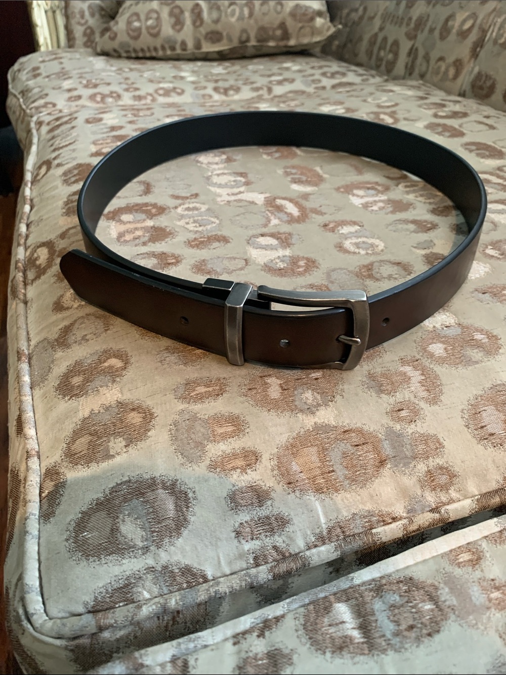 Classic Men's Brown Leather Belt with Silver Buckle
